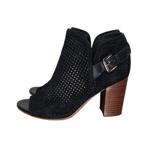 SAM EDELMAN Perforated Suede Peep Toe Booties Size 6